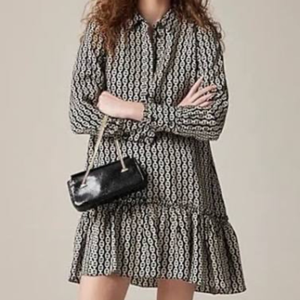 J.Crew New Amelia popover shirtdress in chain print XXS